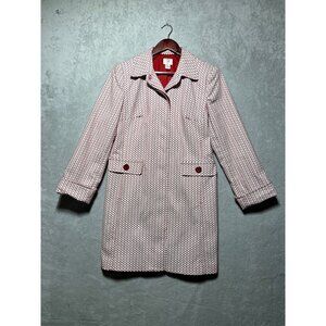 Apt. 9 Womens Red & White Chesterfield Geometric Long Coat With Pockets Size 10